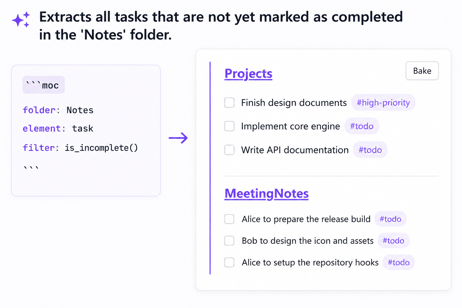 Extracting incomplete tasks
